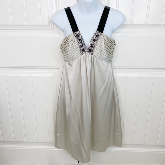 BCBGMaxAzria Dresses & Skirts - BCBG Max Azria Beaded V-Neck Mini Cocktail Dress